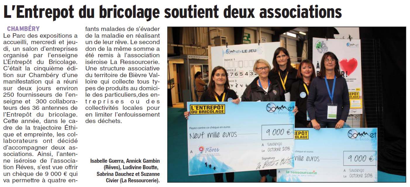 Article DL - L'entrepôt du bricolage soutient deux associations