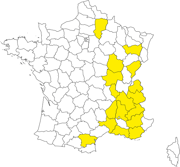 Carte des départements d’implantation de EDB