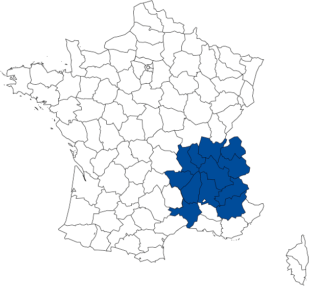 Carte des départements d’implantation de Samse