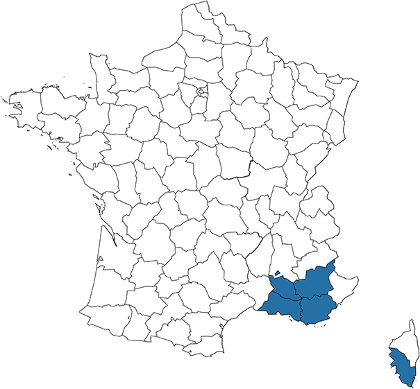 Carte des départements d’implantation de Simc