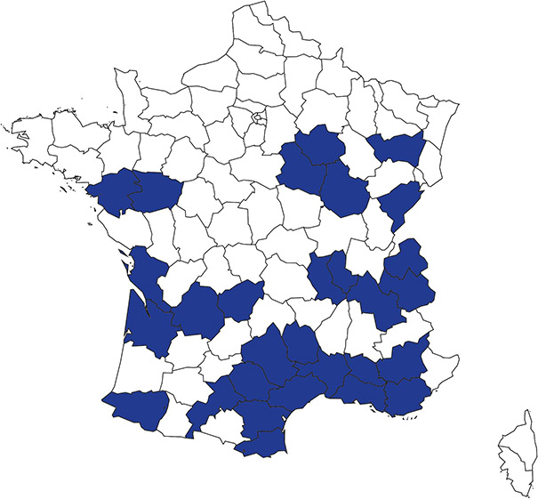 Carte des départements d’implantation de MPPI