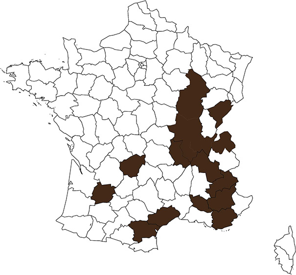 carte des implantations de départements de Ménéo