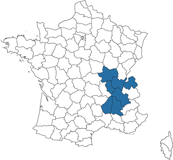 Carte des départements d’implantation de Plattard