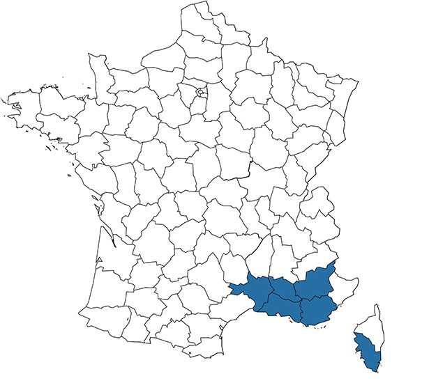Carte des départements d’implantation de Simc