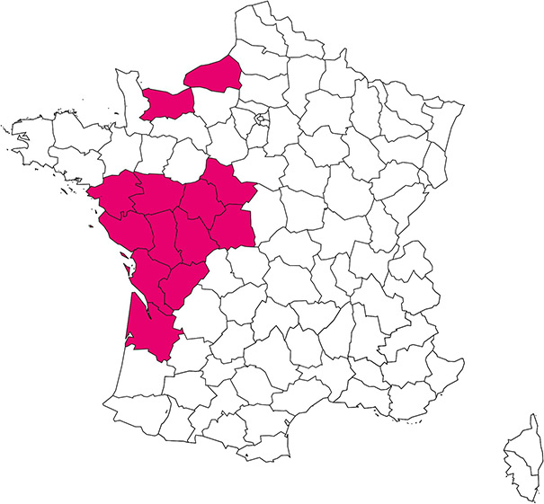 carte des implantations de départements de VM Matériaux